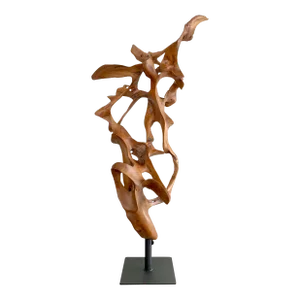 Extra Large Freestanding Teak Root Art Sculpture by Made Goods Marcianus With Custom Matte Metal Base