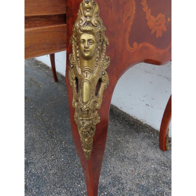 French Italian Inlay and Bronze Accent Desk and Chair 6340 For Sale - Image 14 of 18