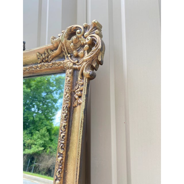 Victorian 1950s Large Victorian-Style Golden Mirror For Sale - Image 3 of 11