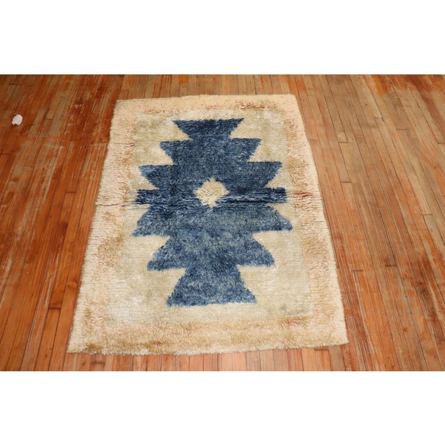 Mid-Century Modern Vintage Zabihi Collection Turkish Tulu Carpet - 3'10" x 5'5" For Sale - Image 3 of 7