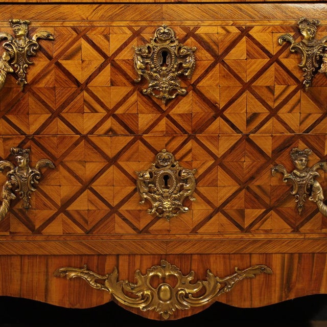 French Louis XV Style Inlaid Chest of Drawers, 1950s For Sale - Image 11 of 13