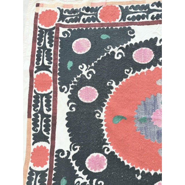 Suzani Tablecloth - Neutral Gray Samarkand Embroidery For Sale In New York - Image 6 of 8