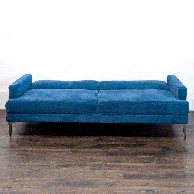 2010s West Elm Andes 3-Seat Blue Sofa Bed – Modern Convertible Couch For Sale - Image 5 of 10