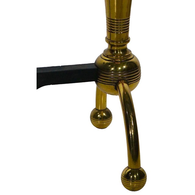 Brass Aesthetic Movement Brass Andirons After Christopher Dresser For Sale - Image 8 of 11
