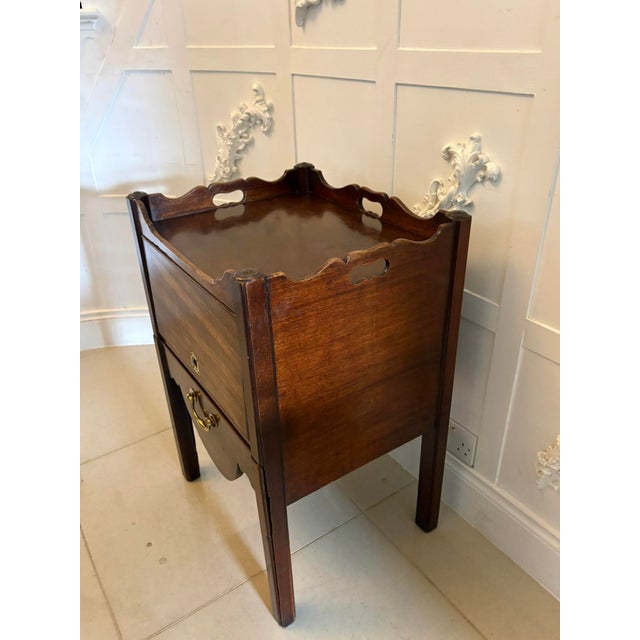 Antique Georgian Mahogany Tray Top Bedside Table, 1780s For Sale - Image 6 of 10