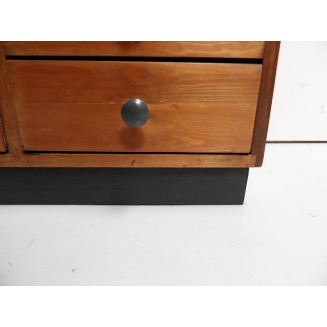 Wood Vintage Pine Filing Cabinet with Nine Drawers, 1950s For Sale - Image 7 of 10