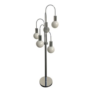 Mid-Century Modern Chrome Waterfall Floor Lamp For Sale