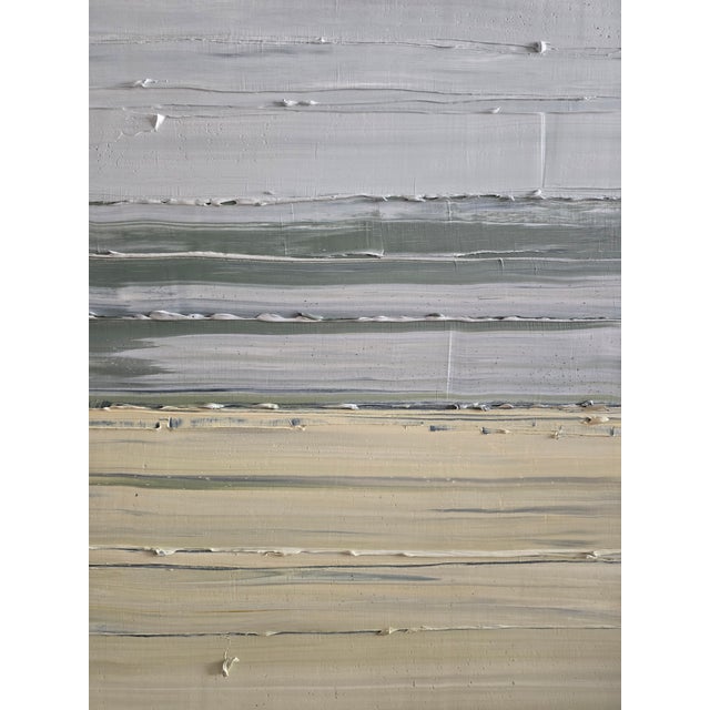 Framed Abstract Minimalist Seascape / Landscape Oil Painting by Diane Grant / Neutral Color Palette / Color Fields For Sale - Image 11 of 12