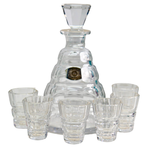 Crystal Decanter by Charles Graffart for Val Saint Lambert, 1950s, Set of 7