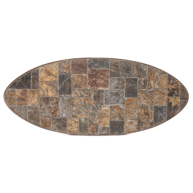 Tan Brutalist Oval Coffee Table, 1950s For Sale - Image 8 of 10