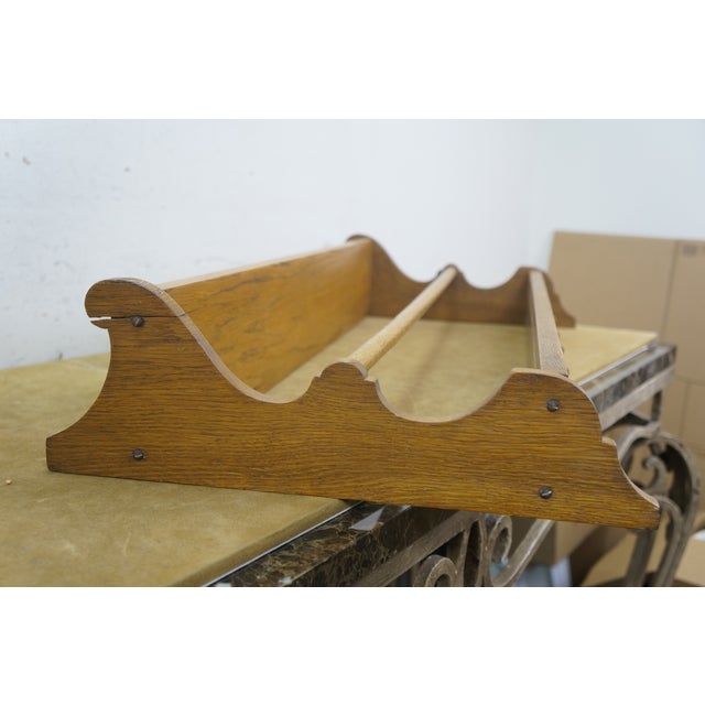 Wood Oak Serpentine 2 Tier Farmhouse Wall Hanging Plate Rack Tea Cup Display Shelf 35" For Sale - Image 7 of 18