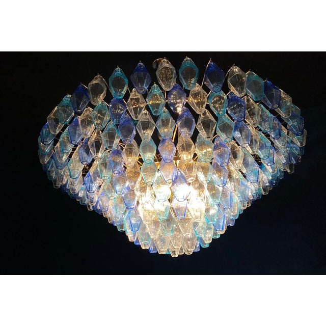 Sapphire Colored Murano Glass Poliedri Chandelier For Sale - Image 11 of 15