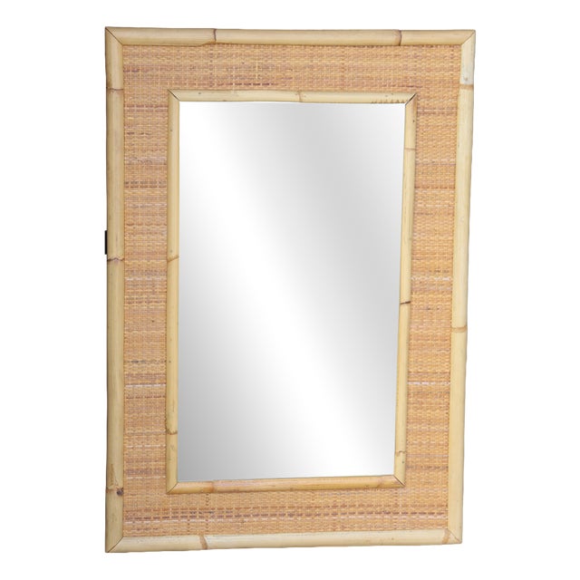 Large Rattan and Bamboo Mirror from Dal Vera, Italy, 1970 For Sale