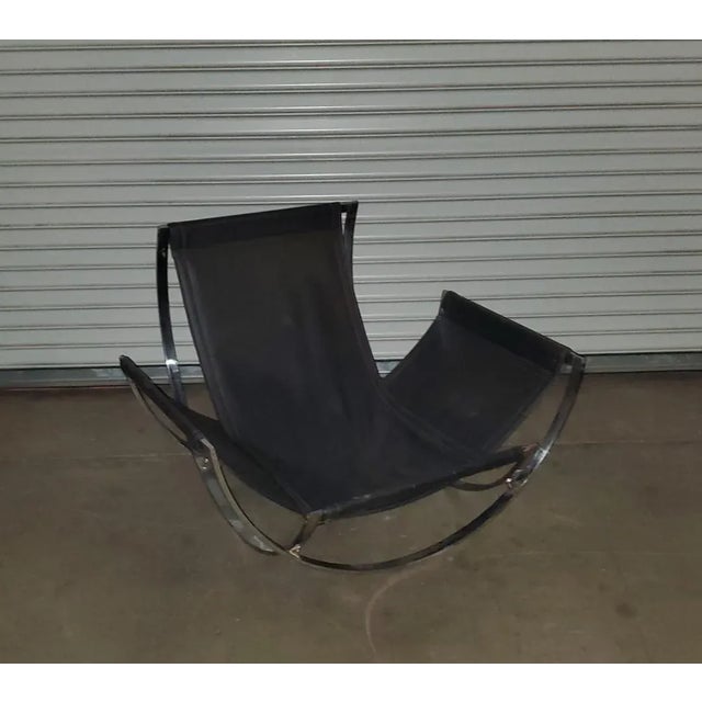 Charles Stendig 1970s Vintage Italian Curved Chrome Lounge Chair Attributed To Milo Baughman For Stendig For Sale - Image 4 of 12