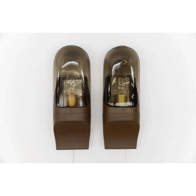 Smoked Glass Wall Lamps, 1960s, Set of 2 For Sale - Image 11 of 11