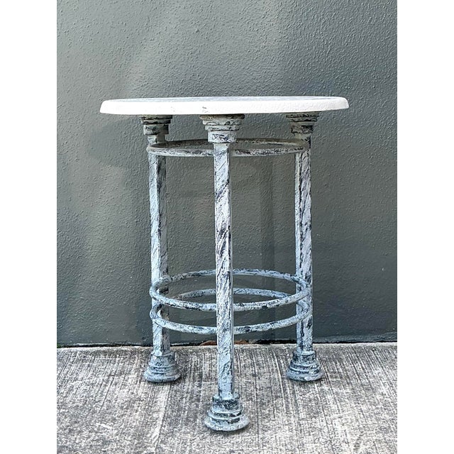 Contemporary Vintage Postmodern Cast Aluminum Outdoor Side Table - 895 For Sale - Image 3 of 12