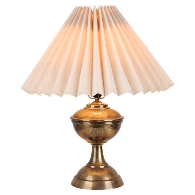 Brass Lamp with White Shade, 1930s For Sale - Image 10 of 10