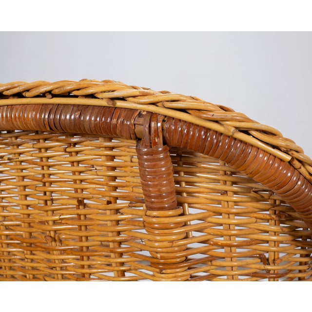 Pair of Organic Modern Rattan Wicker Lounge Armchairs For Sale - Image 14 of 18