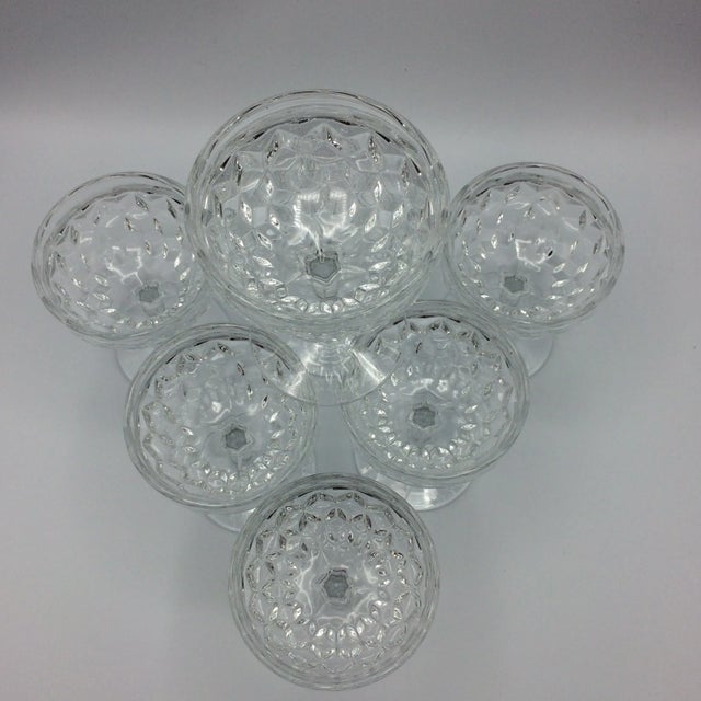 Fostoria American Clear Champagne or Tall Sherbet Pressed Glasses - Set of 7 For Sale In Sacramento - Image 6 of 13
