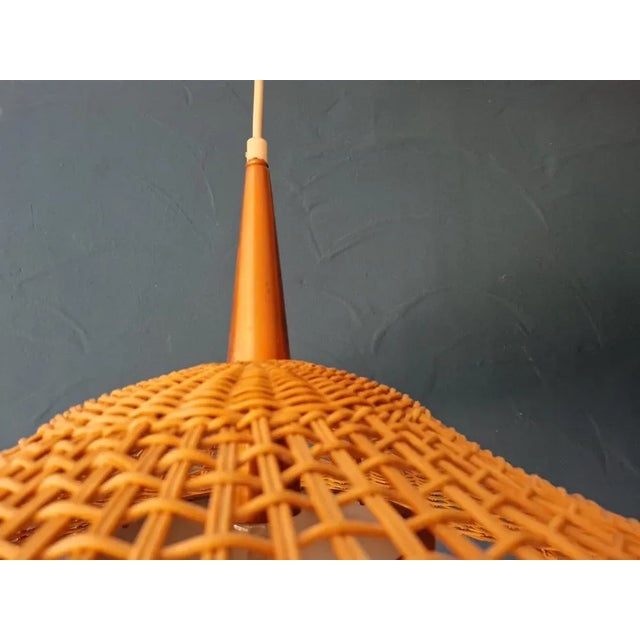 Modern Hanging Lamp in Copper and Rattan, 1970s For Sale - Image 4 of 7