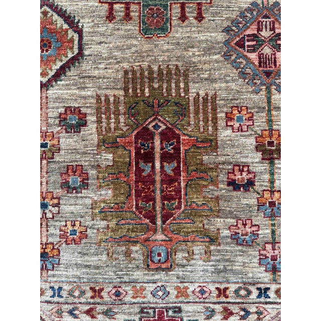 Textile Contemporary Caucasian Tribal Wool Rug With Geometric Motifs – 170x244 Cm For Sale - Image 7 of 18