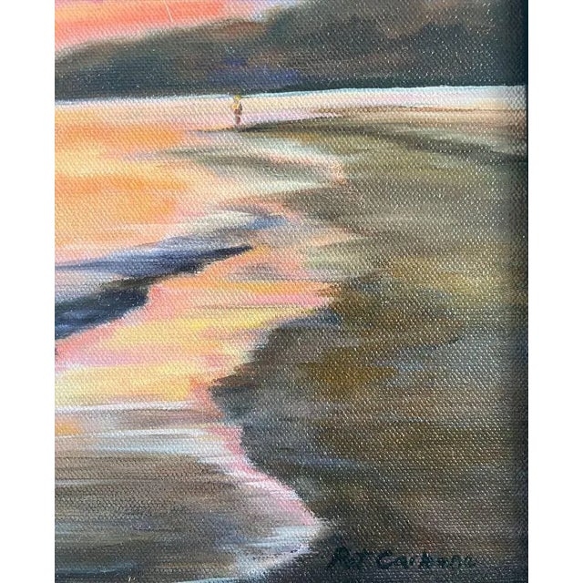 "Michigan Sunset" Original Oil Seascape Painting by Pat Carbone For Sale - Image 4 of 6