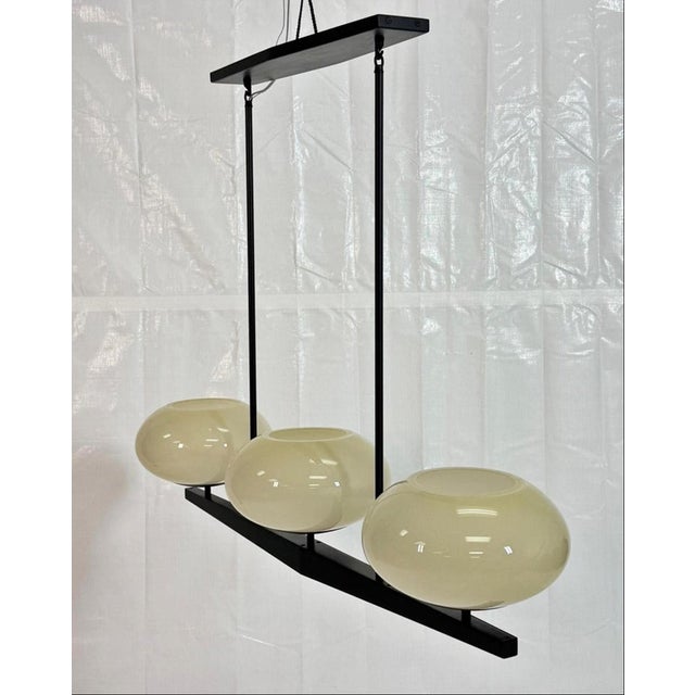 Modern Marian Jamieson "Spyglass" Chandelier Antique Brass Shell White Glass For Sale - Image 3 of 18