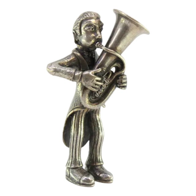 Silver Figure of Musician Playing the Euphonium For Sale