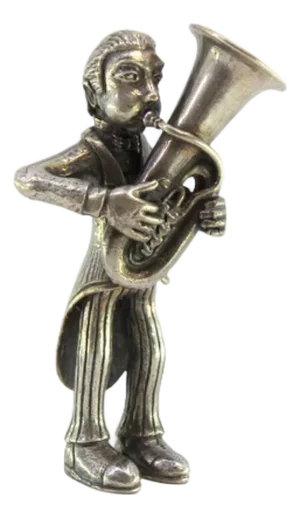 Silver Figure of Musician Playing the Euphonium