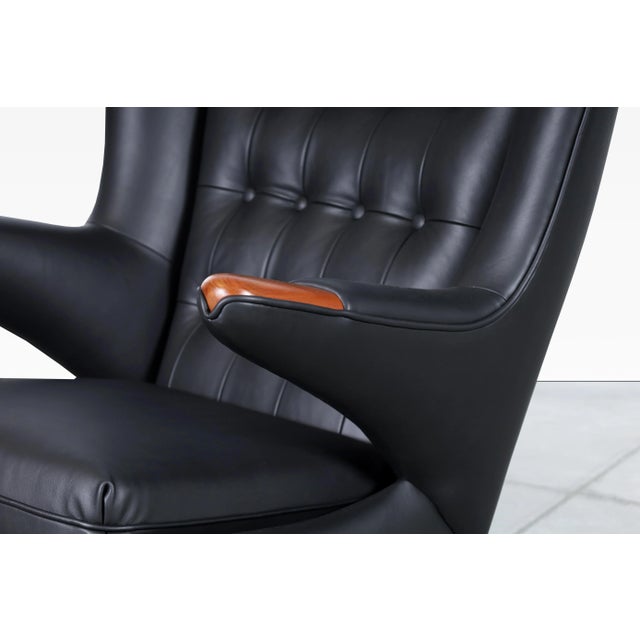 Ebony Danish Modern Leather "Papa Bear" Chair by Hans J. Wegner for a.p. Stolen, 1950s For Sale - Image 8 of 13