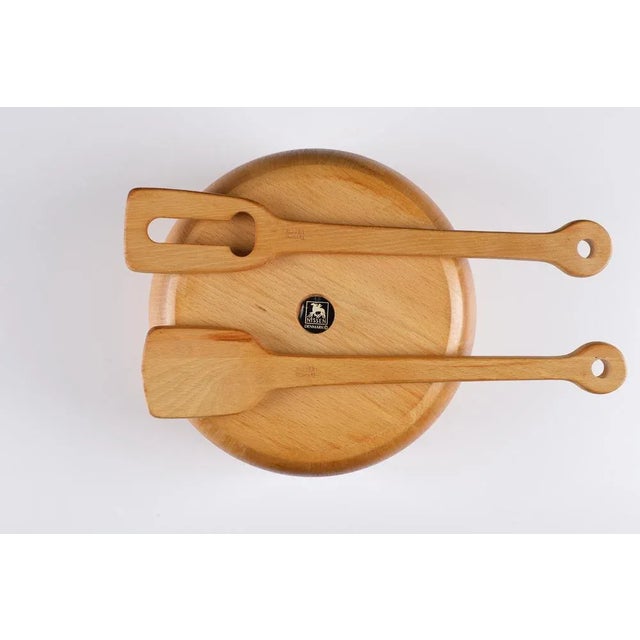 Teak Salad Bowl and Utensils by Richard Nissen, Denmark, 1962, Set of 3 For Sale - Image 6 of 8