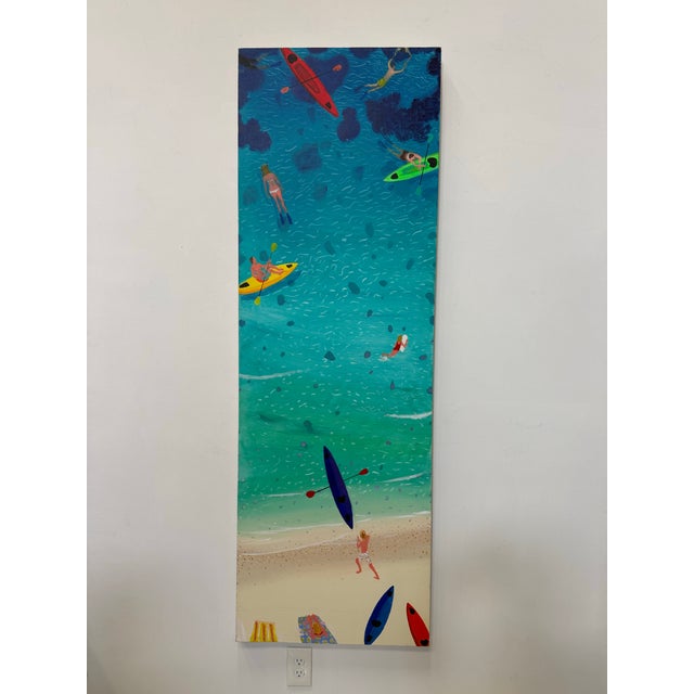 Large Beach Scene Acrylic on Canvas by Joe Davis For Sale - Image 10 of 10