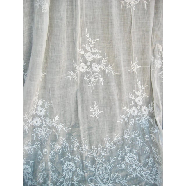 Large Embroidered Napoleon III Sheer Curtains Circa 1850 For Sale - Image 6 of 11