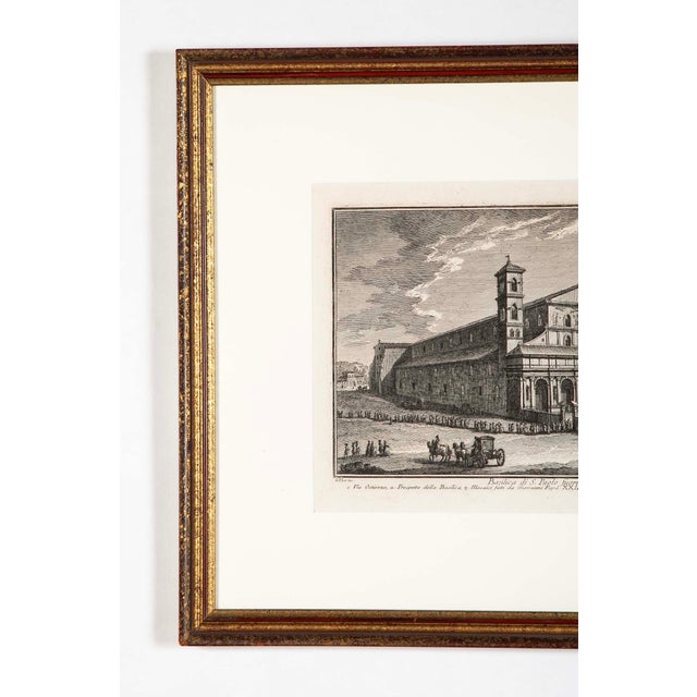 Neoclassical Pair 18th Century Framed Italian Etchings of Churches in Rome by Guiseppe Vasi For Sale - Image 3 of 12