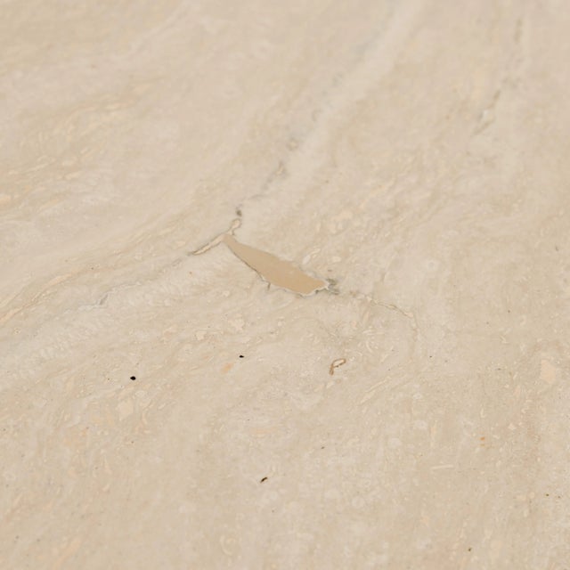 Chrome 1970s Travertine and Chrome Pedestal Dining Table For Sale - Image 8 of 10