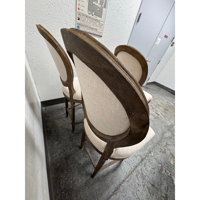 Beige Restoration Hardware Barstools, Set of Three For Sale - Image 8 of 12