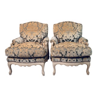 J Robert Scott French Country Bergere Club Chairs- a Pair For Sale