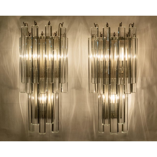 1970s Glass and Silver Venini Sconces - a Pair For Sale - Image 11 of 12