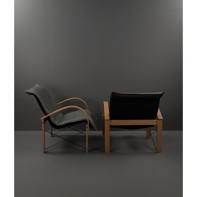 Black Leather Armchair by Tord Björklund for Ikea, 1980s For Sale - Image 8 of 18