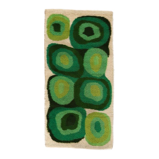 1970s Scandinavian Green Abstract Wool Wall Hanging For Sale
