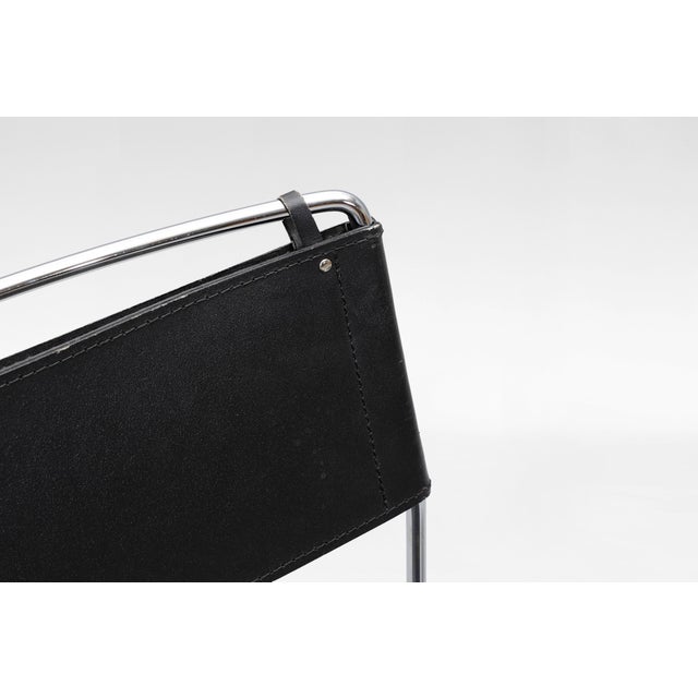 Vintage Alias Dining Chairs in Black Leather and Chrome by Giandomenico Belotti for Alias, 1980s, Set of 4 For Sale - Image 6 of 7