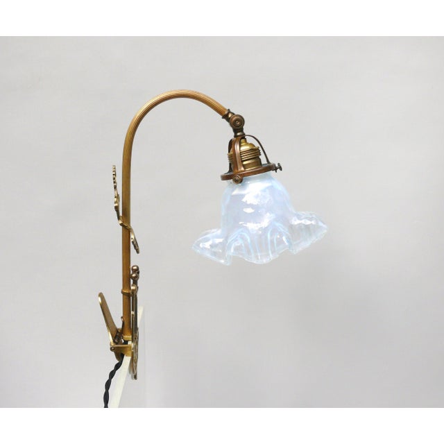 Art Nouveau Grand Piano Clamp Lamp in Brass and Opal Glass, Germany, 1890s For Sale - Image 4 of 18