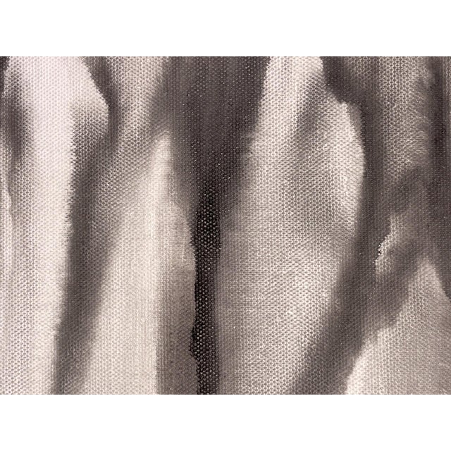 Southern Sea by Sara Melzer | Ink on Canvas Abstract depiction of dark and light vertical lines. For Sale - Image 4 of 5