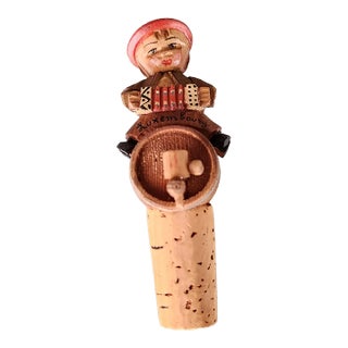1950s Anri Hand Carved Wine Bottle Cork Stopper Italy For Sale