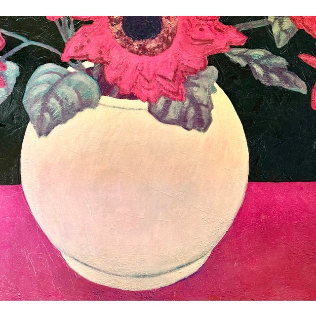 Large Original Floral Oil Painting of Red Sunflowers For Sale - Image 4 of 5