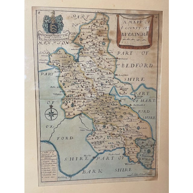 Explore the historical boundaries of Buckinghamshire with this rare, original antique hand-colored map from 1715. Created...