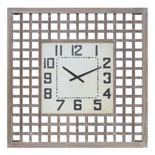 Lattice Wood Wall Clock 29.5"SQ For Sale