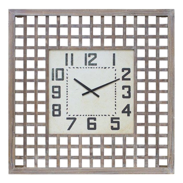 Lattice Wood Wall Clock 29.5"SQ For Sale