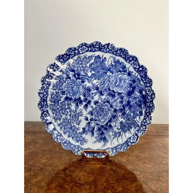 1900 - 1909 Antique Japanese Blue and White Imari Scalloped Edge Plate, 1900 For Sale - Image 5 of 5