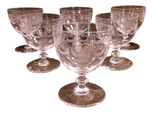 French Crystal Glass Wine Glasses from Baccarat, 1970s, Set of 6